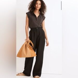 Madewell Linen-Blend Pull-On High-Rise Straight Pants NF099